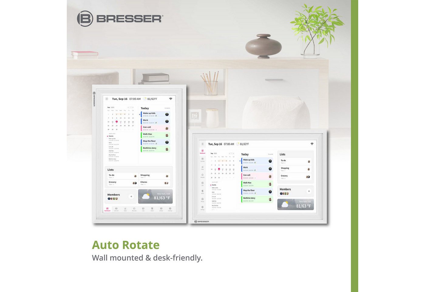BRESSER Digitaler Kalender MeteoPix Touch 10.1 Digitaler Bilderrahmen