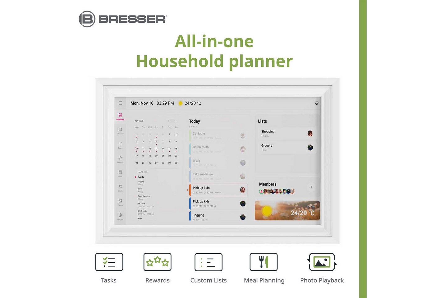 BRESSER Digitaler Kalender MeteoPix Touch 10.1 Digitaler Bilderrahmen Bild 5