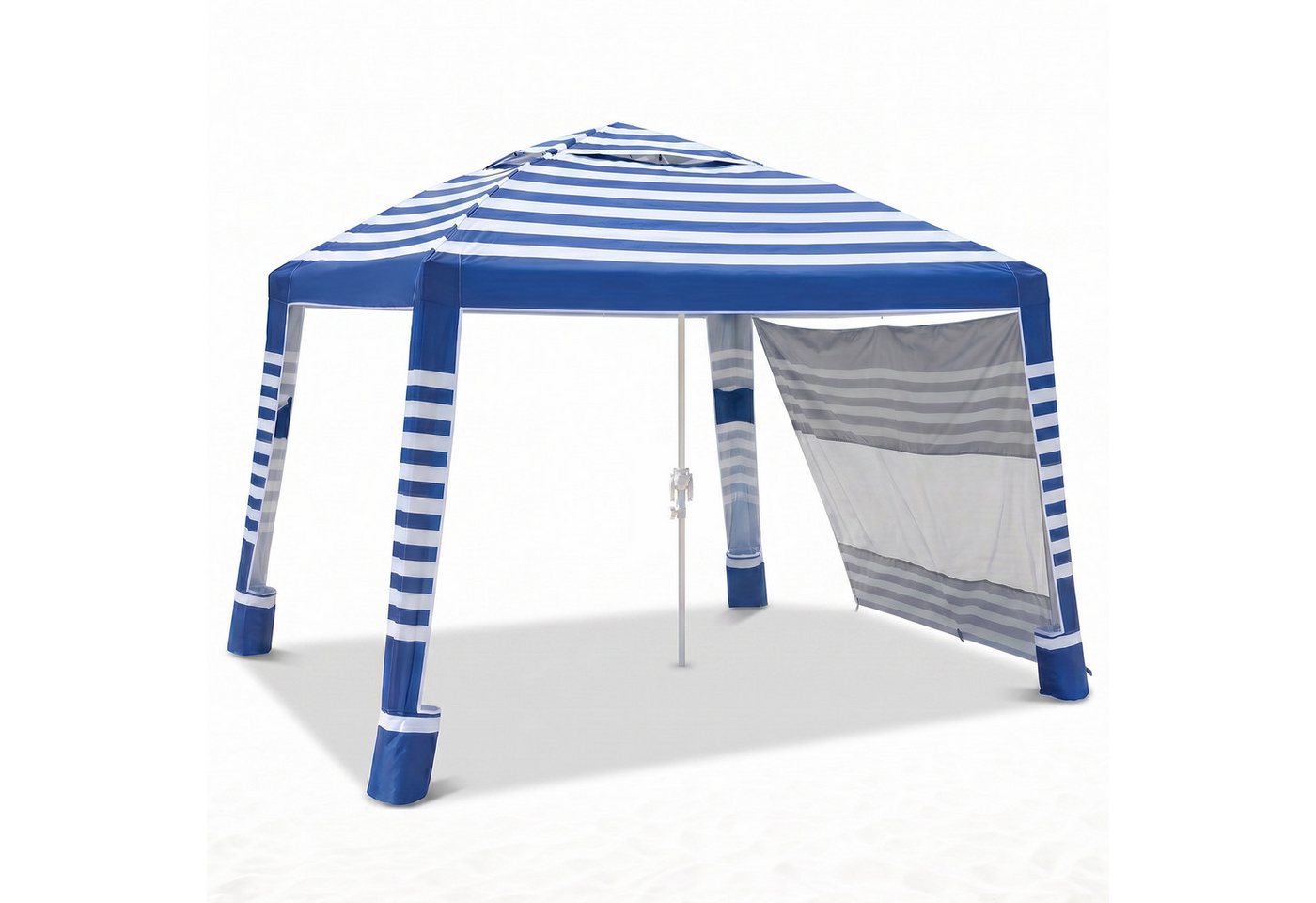 Sekey Strandmuschel 240 × 240 cm Pavillon Strandzelt Sonnensegel mit Seitenvorhang, Höhenverstellbar, mit Klappbarer Getränkehalter, UV Schutz 50+ Bild 2