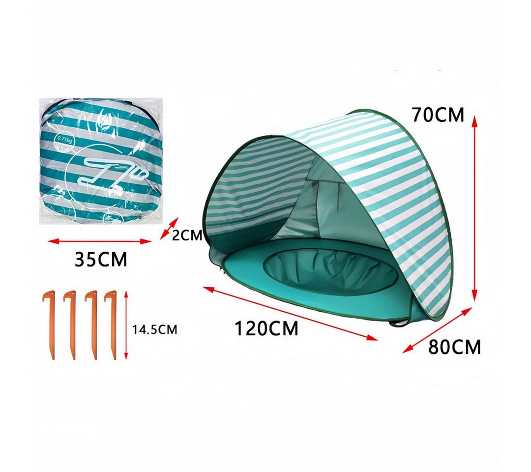 FOUORTUNATE-BEE Strandmuschel Pop Up Strandzelt mit Mini Pool UV Sonnenschutz für Kleinkinder, Ideal für Strand Garten Picknick Camping Reisen und Sommertage Bild 5