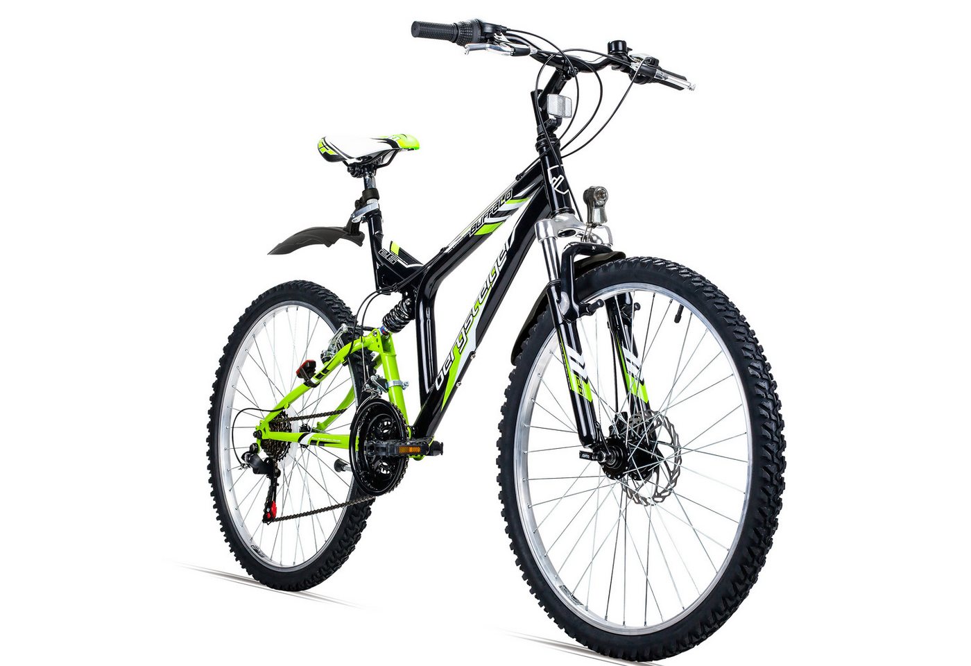 bergsteiger Mountainbike Buffalo 26 Zoll Mountainbike, geeignet ab 155 cm, Damen, Herren, 18 Gang Shimano Tourney RD-TZ50 Schaltwerk, Kettenschaltung, Scheibenbremsen, V-Brake Bild 5