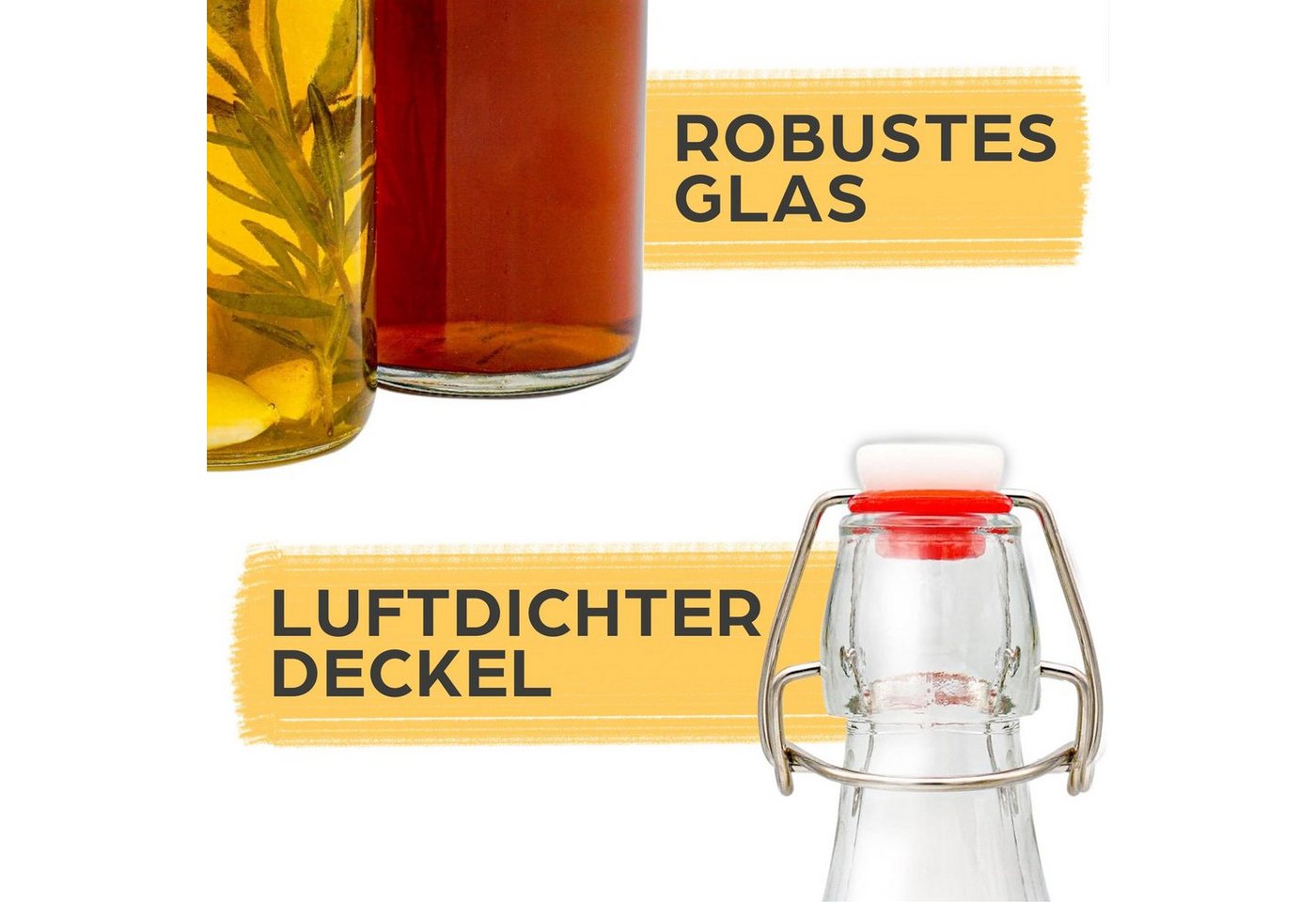 Praknu Trinkflasche 6er Set Glasflaschen 250ml mit Bügelverschluss - Bügelflaschen Zum, Öl Flasche, Flaschen Aufbewahrung, Likörflaschen, Bügelflasche Set
