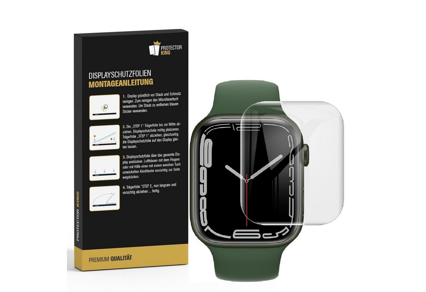 Protectorking Schutzfolie 2x Panzerfolie für Apple Watch 7 41mm FULL CURVED Displayschutz Schutz, (2-Stück), Unzerbrechliche FULL CURVED PET ANTI-SHOCK Panzerfolie HD ULTRA KLAR Bild 2