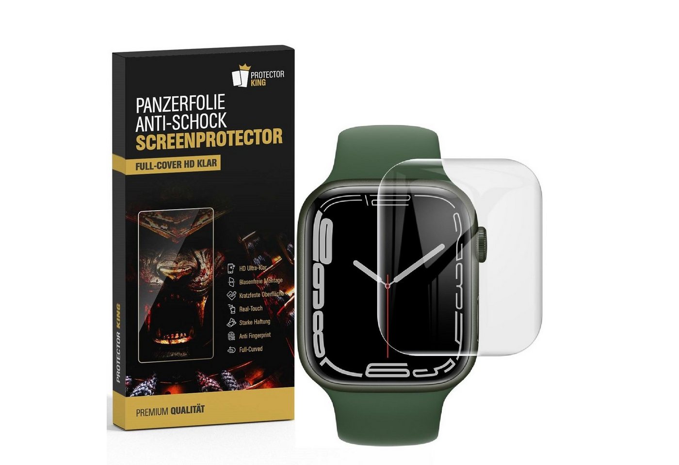 Protectorking Schutzfolie 2x Panzerfolie für Apple Watch 7 41mm FULL CURVED Displayschutz Schutz, (2-Stück), Unzerbrechliche FULL CURVED PET ANTI-SHOCK Panzerfolie HD ULTRA KLAR Bild 3