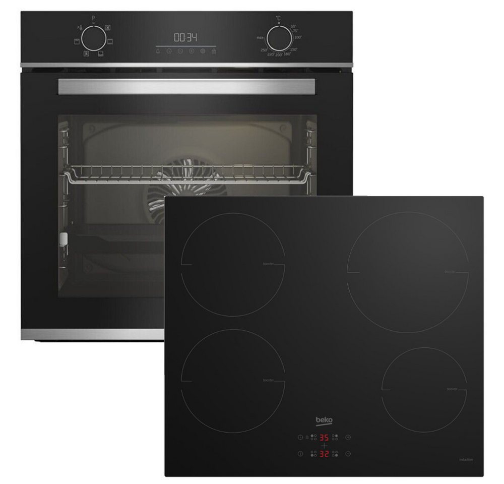 BEKO Induktions Herd-Set Einbauherd Set Schwarz Autark Backofen Umluft Teleskopauszug + Induktion Kochfeld NEU, mit Teleskopauszug nachrüstbar Bild 5