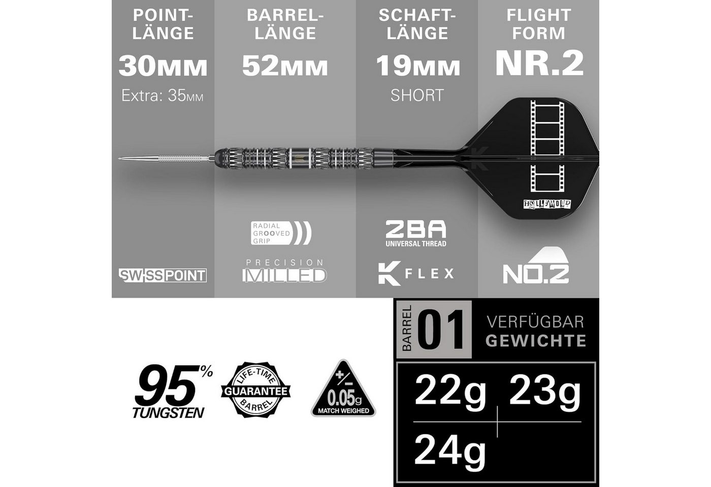 TARGET DARTS Dartpfeil Chris Dobey Stahlspitze 95K Dart-Set, 23G Bild 5