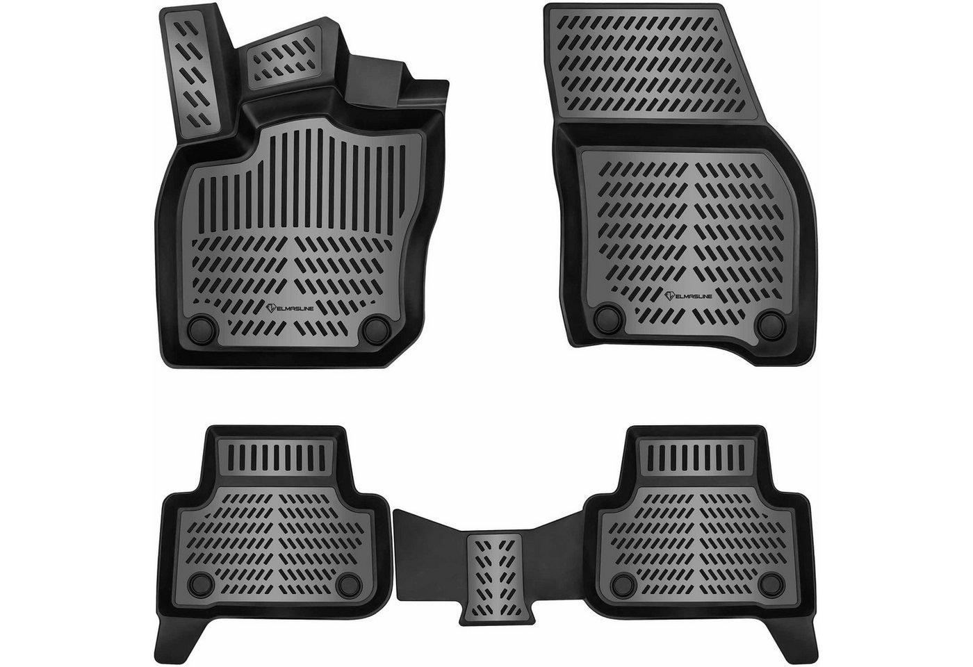ELMASLINE Auto-Fußmatten für VW TIGUAN 2024-2026 [III] - 3D Gummimatten - Geruchlos, für VW Tiguan - Extra hoher Rand für mehr Schutz Bild 5