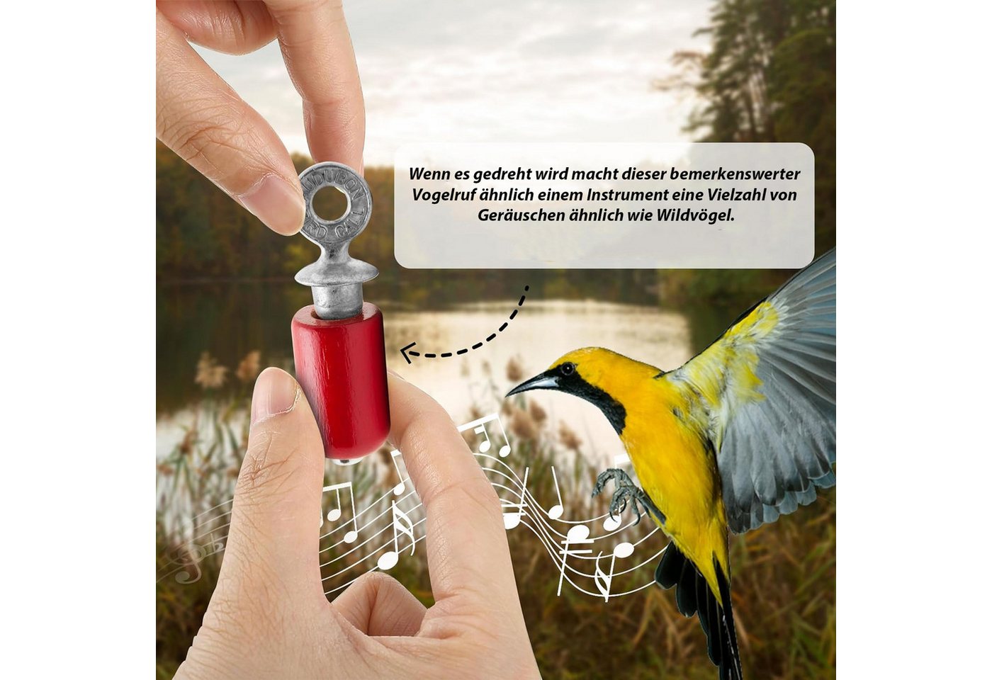 WestCraft Vogelpfeife Audubon Bird Call / fast echtes Gezwitscher / Vogellocker, (1-St), z.B. fürs Vogelhaus, ein Klassiker seit über 50 Jahren