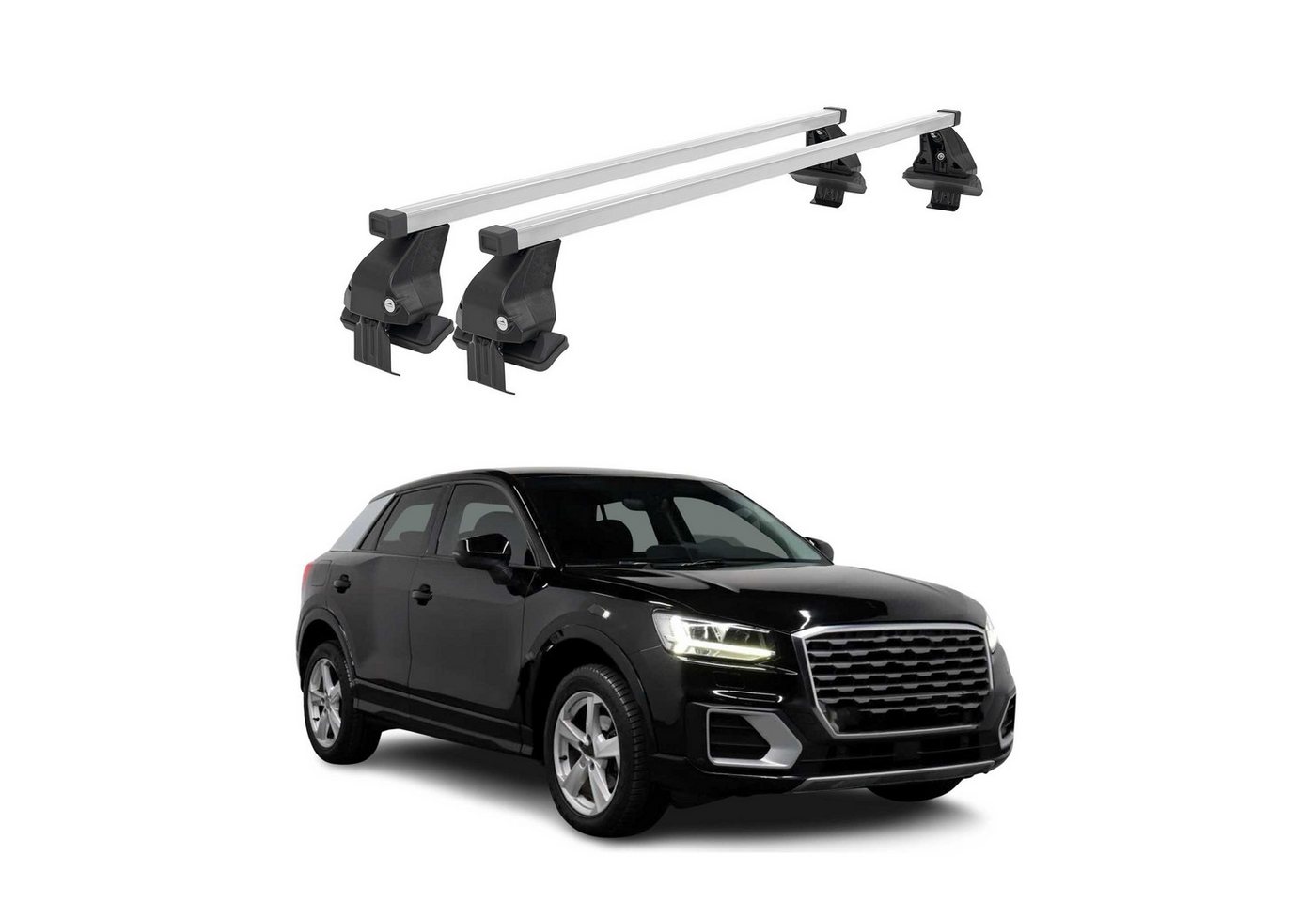 OMAC Dachträger Menabo Stahl Gepäckträger für Audi Q2 2017-2025 Stahl Silber 2tlg (2-St), Wasserbeständig,Abnehmbar,Multifunktional,Leichtgewichtig