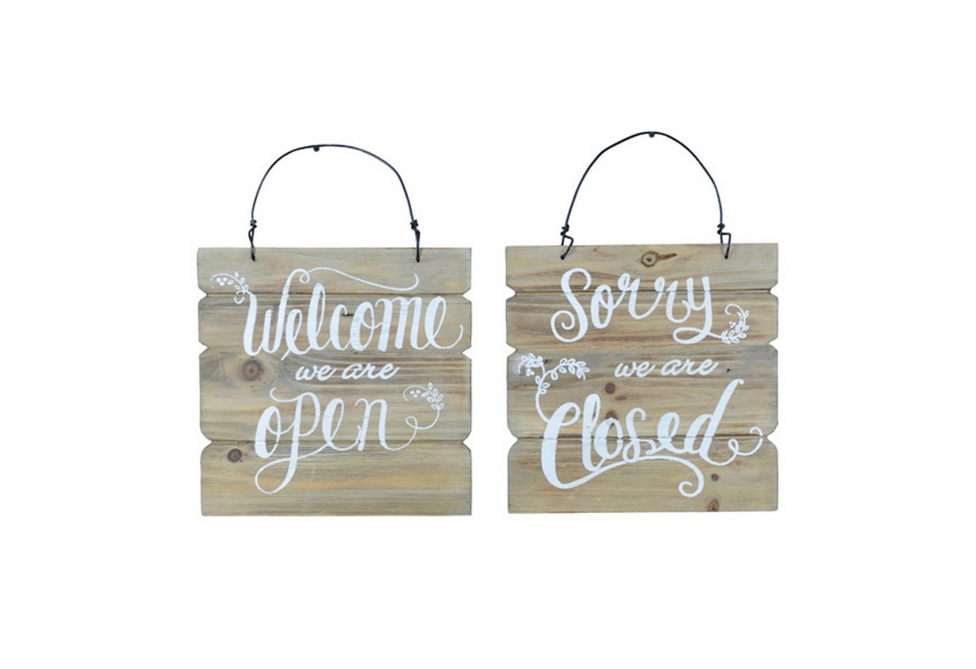 Macosa Home Hinweisschild Holzschild Deko Open Closed 20 cm Wendeschild, (Dekoschild Hinweisschild Türdeko Deko-Accessoire), Türanhängeschild Holz Metall Bild 2