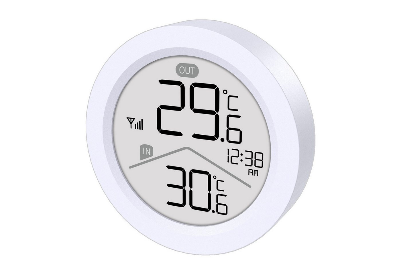 GreenBlue GB162 Funk-Wetterstation, IN/OUT-Temperatur, Uhr Ø8,5 cm Wetterstation (Wahlweise °C / °F, Reichweite bis zu 60 m)