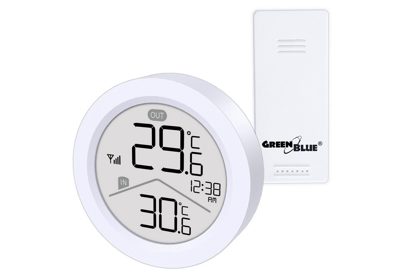 GreenBlue GB162 Funk-Wetterstation, IN/OUT-Temperatur, Uhr Ø8,5 cm Wetterstation (Wahlweise °C / °F, Reichweite bis zu 60 m) Bild 3