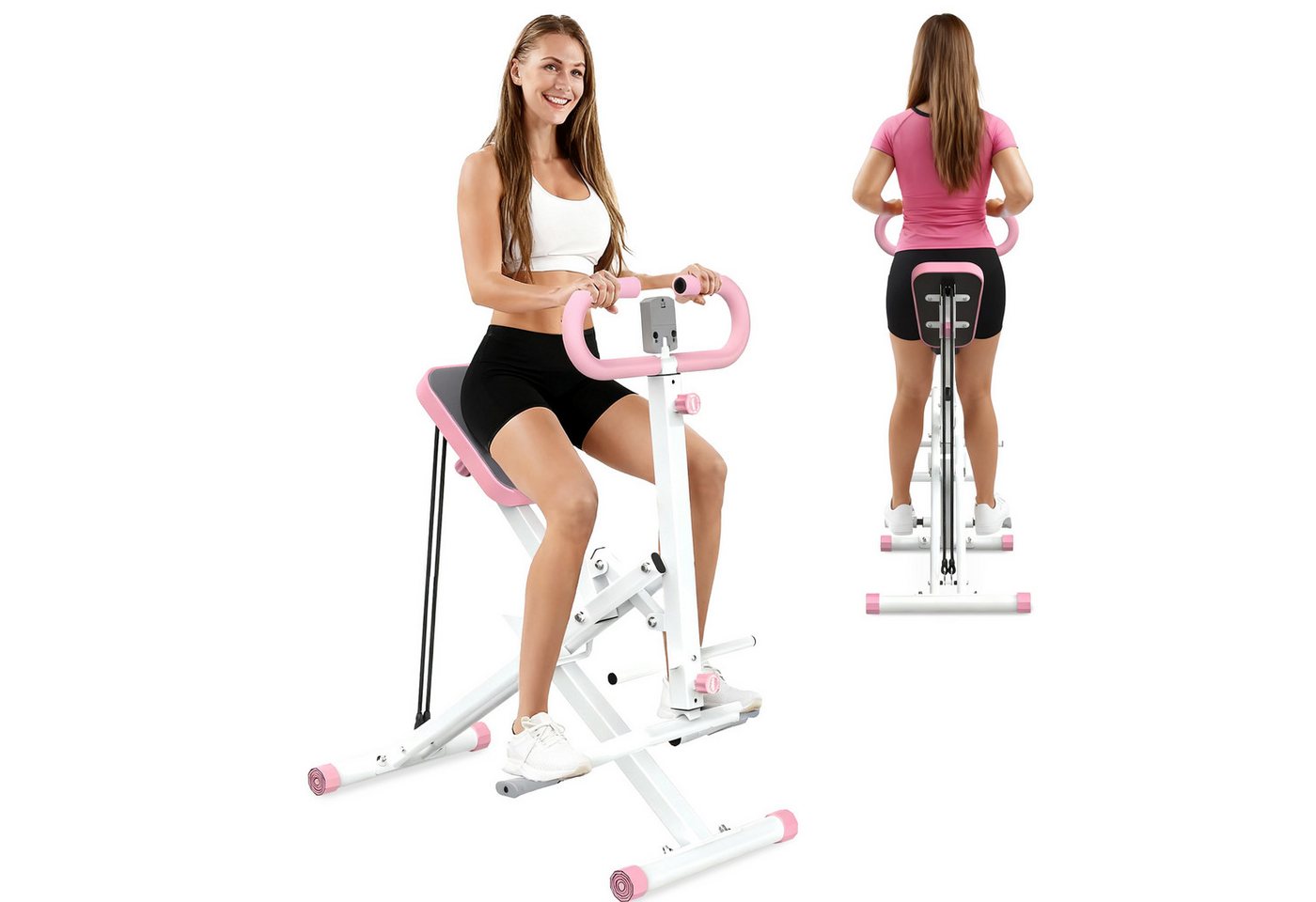 ANYSUN Bauchtrainer Bauchmuskeltrainer-Fitnessgeräte für Zuhause (Kniebeugentrainer, Fitnessbänder), Digital-Monitor, Fitnessbänder & platzsparendes Klappdesign