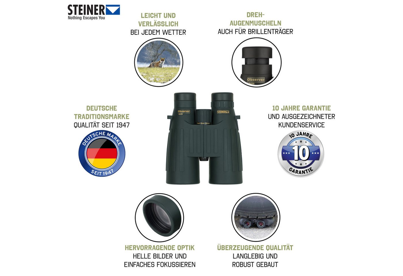 Steiner Observer 8x56 Fernglas (Jagd, Jagdfernglas, Nachtglas, Einstiegsmodell) Bild 3