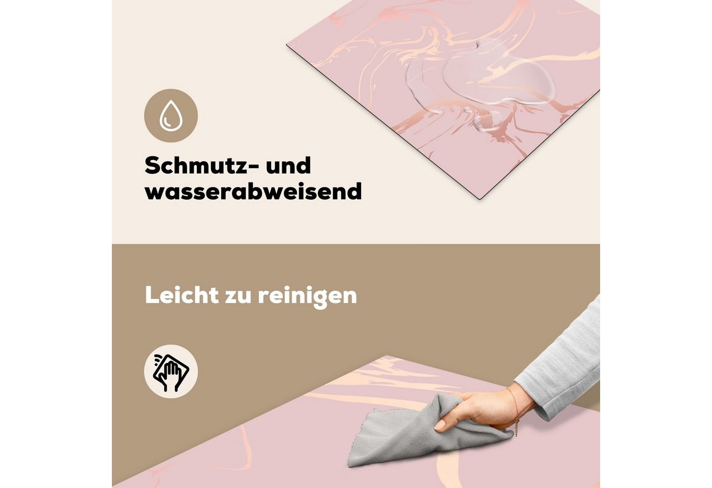 MuchoWow Herd-Abdeckplatte Marmor - Roségold - Linie, Vinyl, (1 tlg), Ceranfeldabdeckung Küche, Herdabdeckplatte Einteilig, 59x51 cm Bild 2