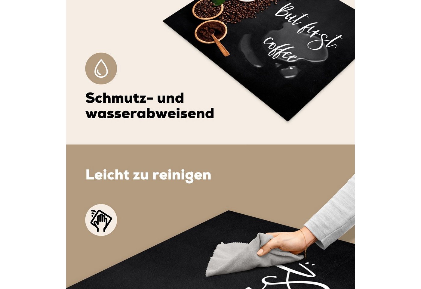 MuchoWow Herd-Abdeckplatte Zitate - Kaffee - Sprichwörter - Aber erst der Kaffee, Vinyl, (1 tlg), Abdeckung Induktionskochfeld Schutzmatte, Küche Deko, 65x52 cm Bild 2