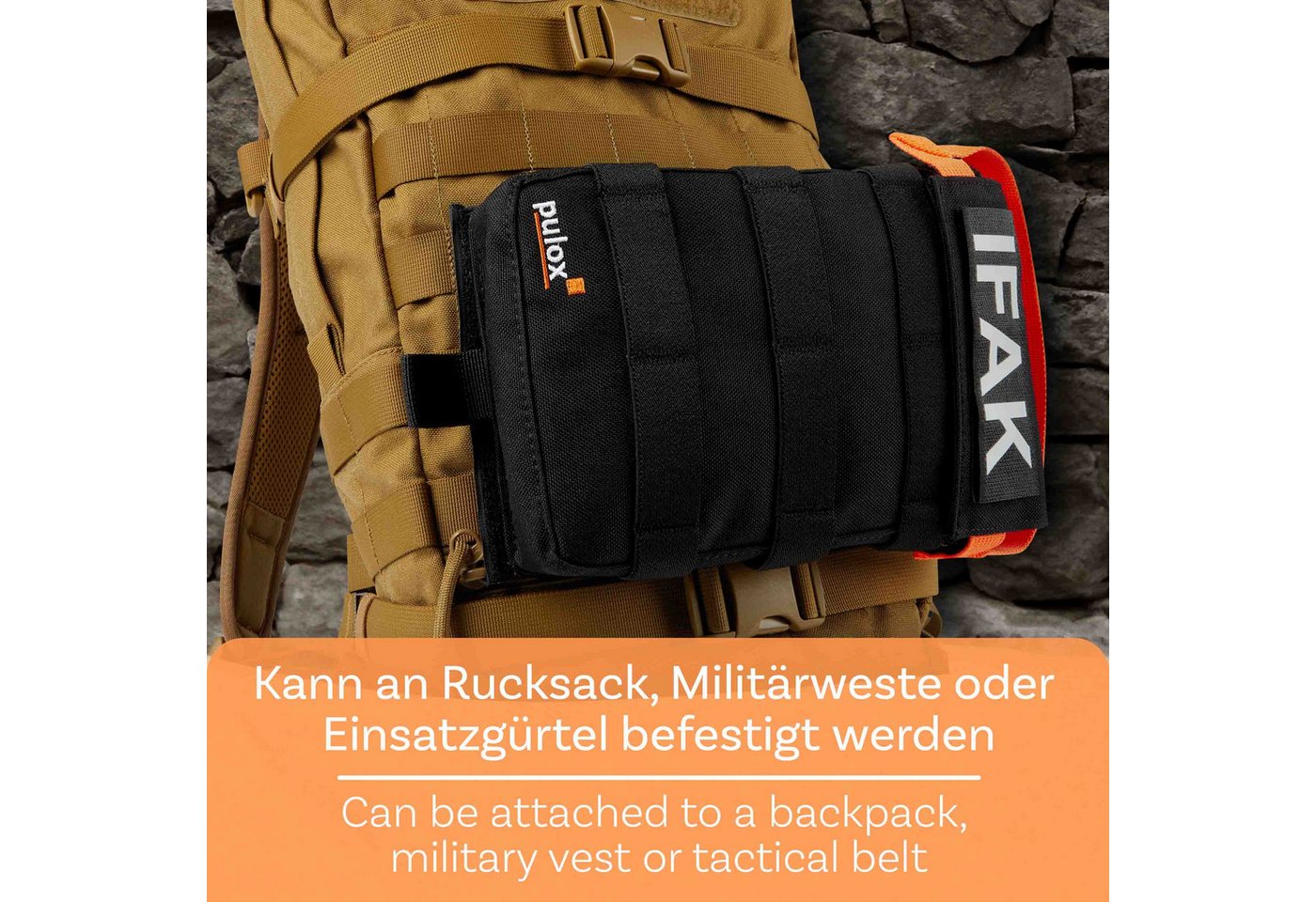 pulox Erste-Hilfe-Set IFAK Tasche - Taktisches Erste Hilfe Kit, kompatibel mit MOLLE-System