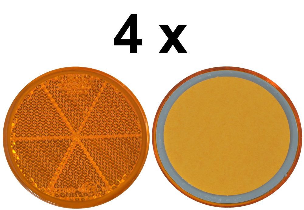 Aspöck Anhänger 4x Rückstrahler - Reflektor - Kleben - Ø 60mm Gelb - E-Prüfzeichen Bild 2