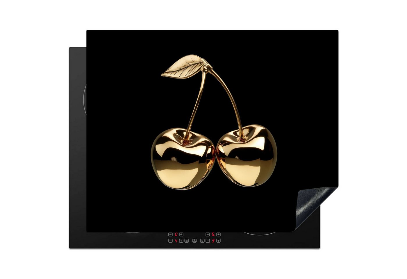 MuchoWow Herd-Abdeckplatte Kirsche - Schwarz - Gold - Chrom, Vinyl, (1 tlg), Abdeckung Induktionskochfeld Schutzmatte, Küche Deko, 65x52 cm Bild 2