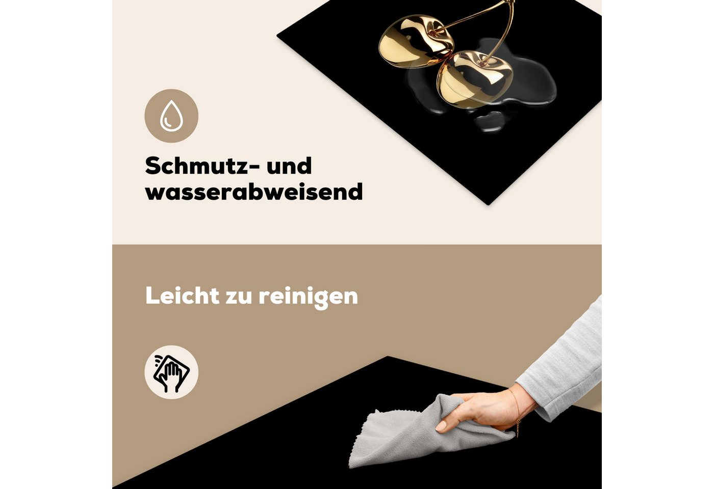 MuchoWow Herd-Abdeckplatte Kirsche - Schwarz - Gold - Chrom, Vinyl, (1 tlg), Abdeckung Induktionskochfeld Schutzmatte, Küche Deko, 65x52 cm Bild 4