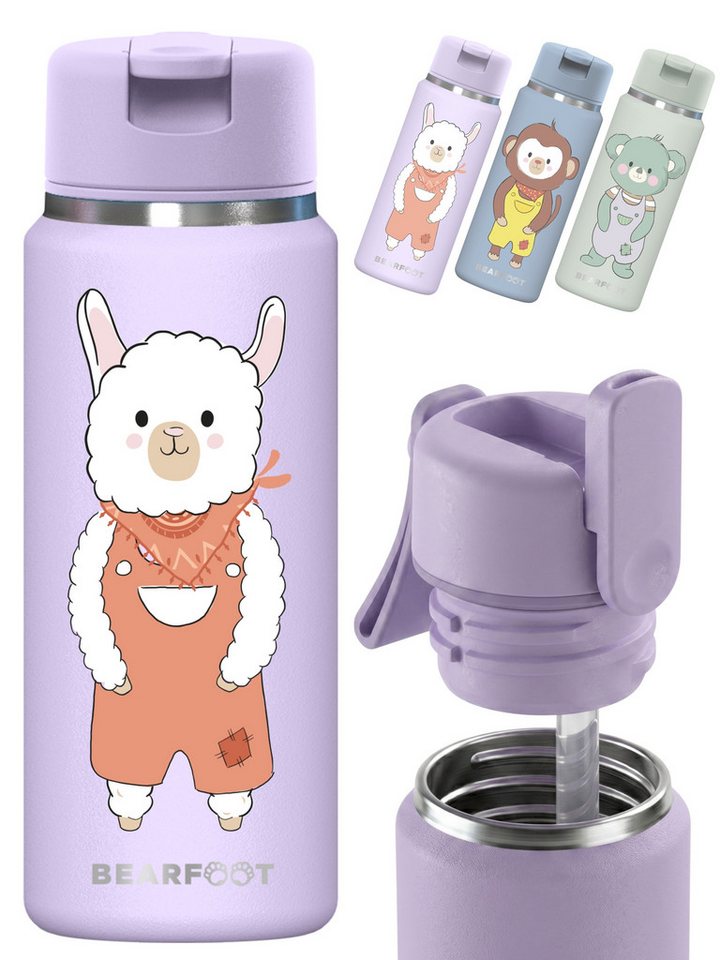 BEARFOOT Trinkflasche TINY Thermo Kinder Trinkflasche Edelstahl - Lama, Thermosflasche, auslaufsicher, Edelstahl, Kinderflasche, BPA-frei Bild 3