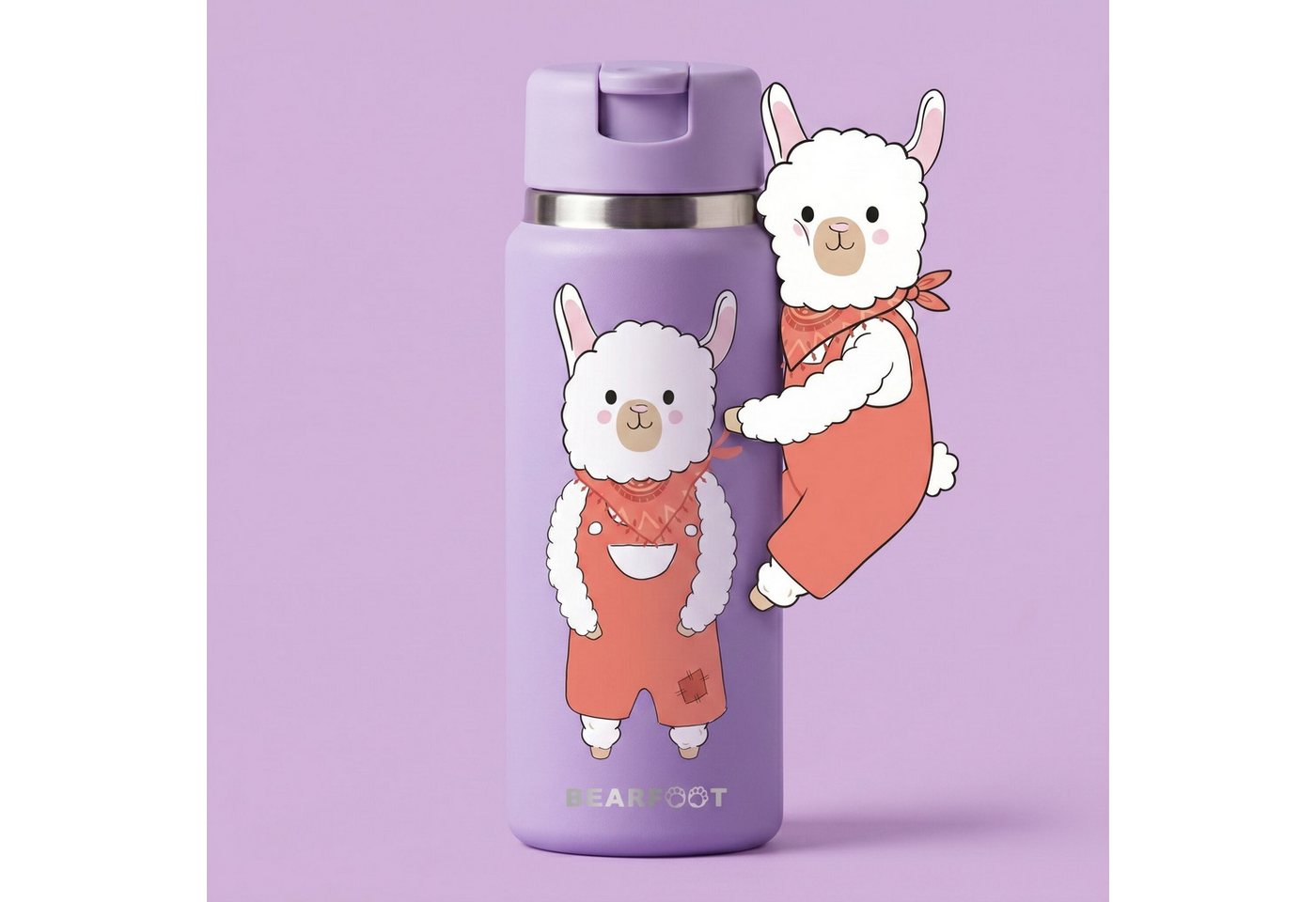 BEARFOOT Trinkflasche TINY Thermo Kinder Trinkflasche Edelstahl - Lama, Thermosflasche, auslaufsicher, Edelstahl, Kinderflasche, BPA-frei Bild 4