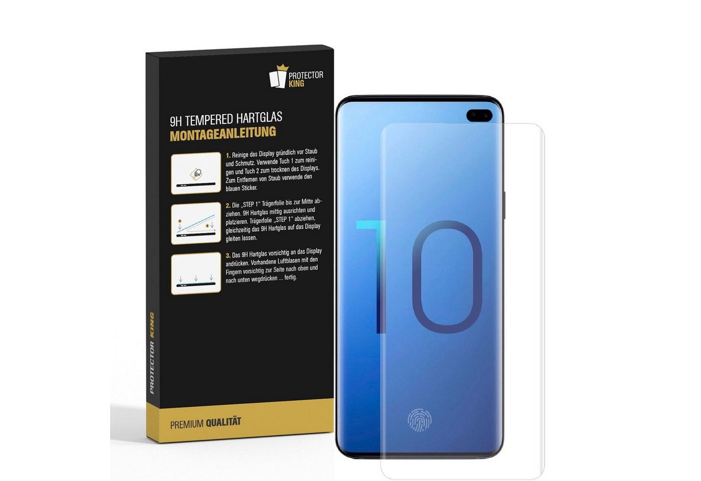 Protectorking Schutzfolie 3x 9H Panzerglas für Samsung Galaxy S10 Plus FULL CURVED Displayschutz, (3-Stück), Displayschutzglas, Schutzglas Echtglas Tempered 9H Härte HD-KLAR Bild 2