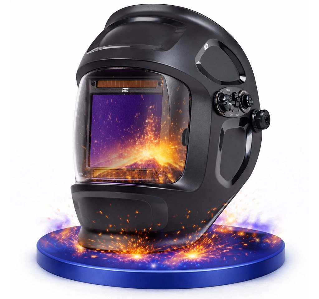 NTG Nutzfahrzeug Technik GmbH Schweißhelm Automatik 4 Sensoren DIN 5–13 Schweißmaske Schleifen Schweißschild, extra großes Sichtfeld + 4 High-Speed-Sensoren Abdunkelung Bild 3