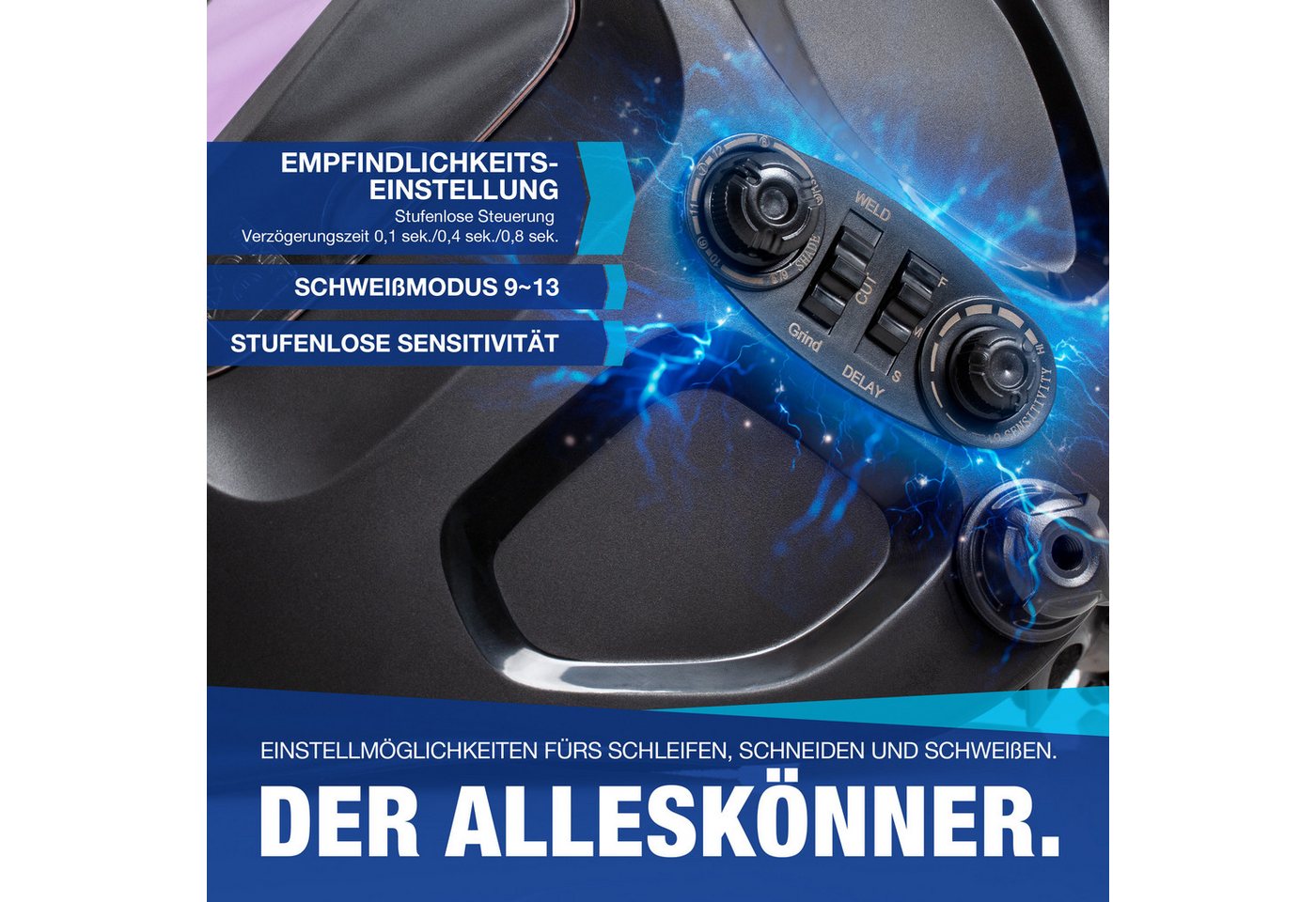 NTG Nutzfahrzeug Technik GmbH Schweißhelm Automatik 4 Sensoren DIN 5–13 Schweißmaske Schleifen Schweißschild, extra großes Sichtfeld + 4 High-Speed-Sensoren Abdunkelung Bild 4