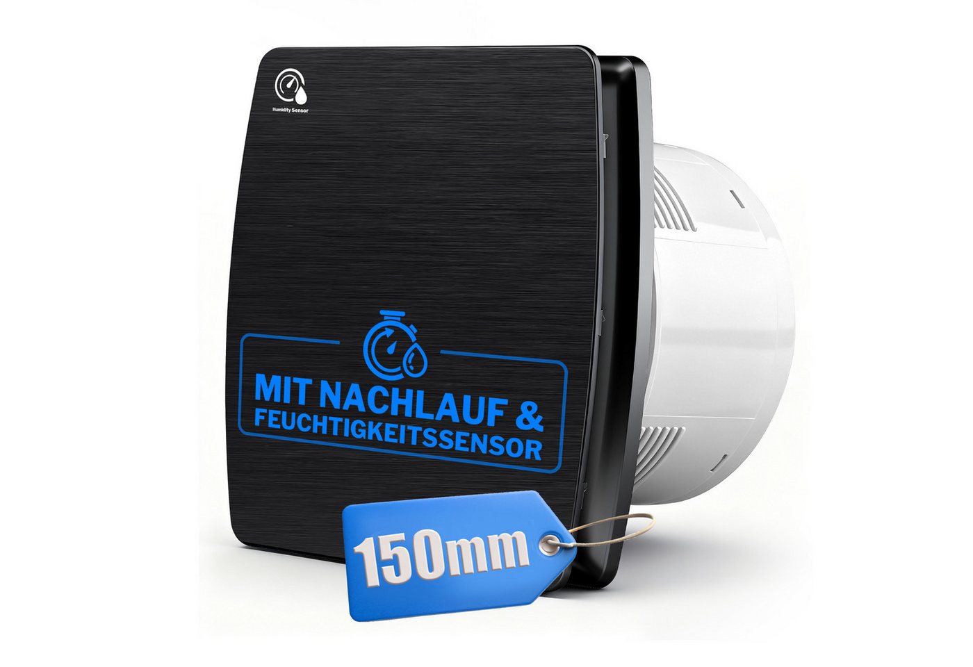 XERSEK Badlüfter 6" Wandventilator Leiser Abluftventilator mit Feuchtesensor Nachlauf, 18W 240m³/h Lüfter, Rückstauklappe, 30s-30min Verzögerung einstellbar Bild 4