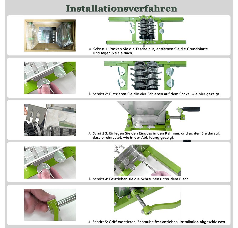FIVMEN Entsafter 7L Obstmühle Obstmuser Obsthäcksler Beerenmühle Traubenmühle, Maischemühle Mühle Muser manuell Obstpresse mit Handkurbel Bild 2