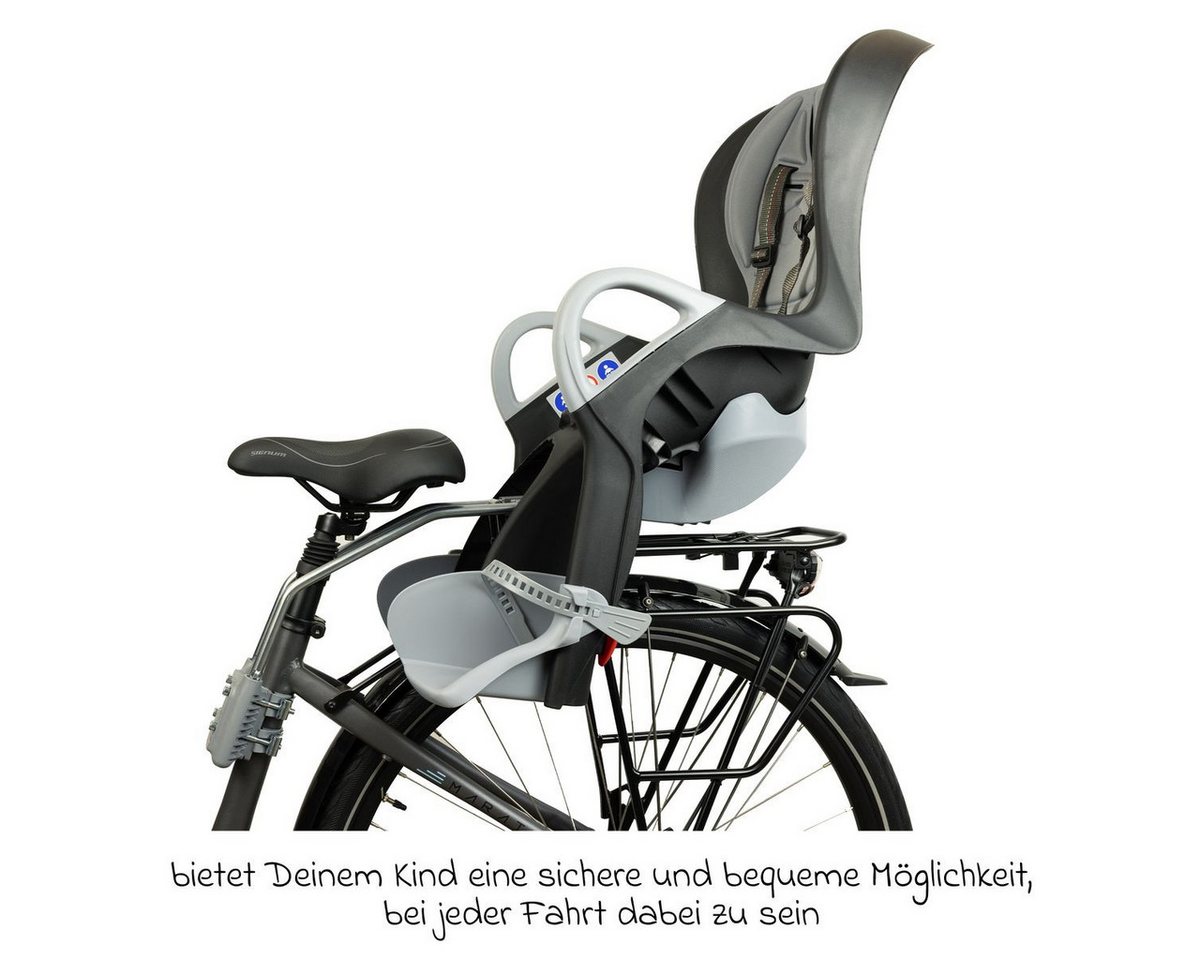 OK Baby Fahrradkindersitz Schwarz Grau, ab: ab 9 Monaten, bis: 2 Jahre, Kinder Fahrradsitz von 9 Monate bis 22 kg mit Polsterung & Regenschutz Bild 2
