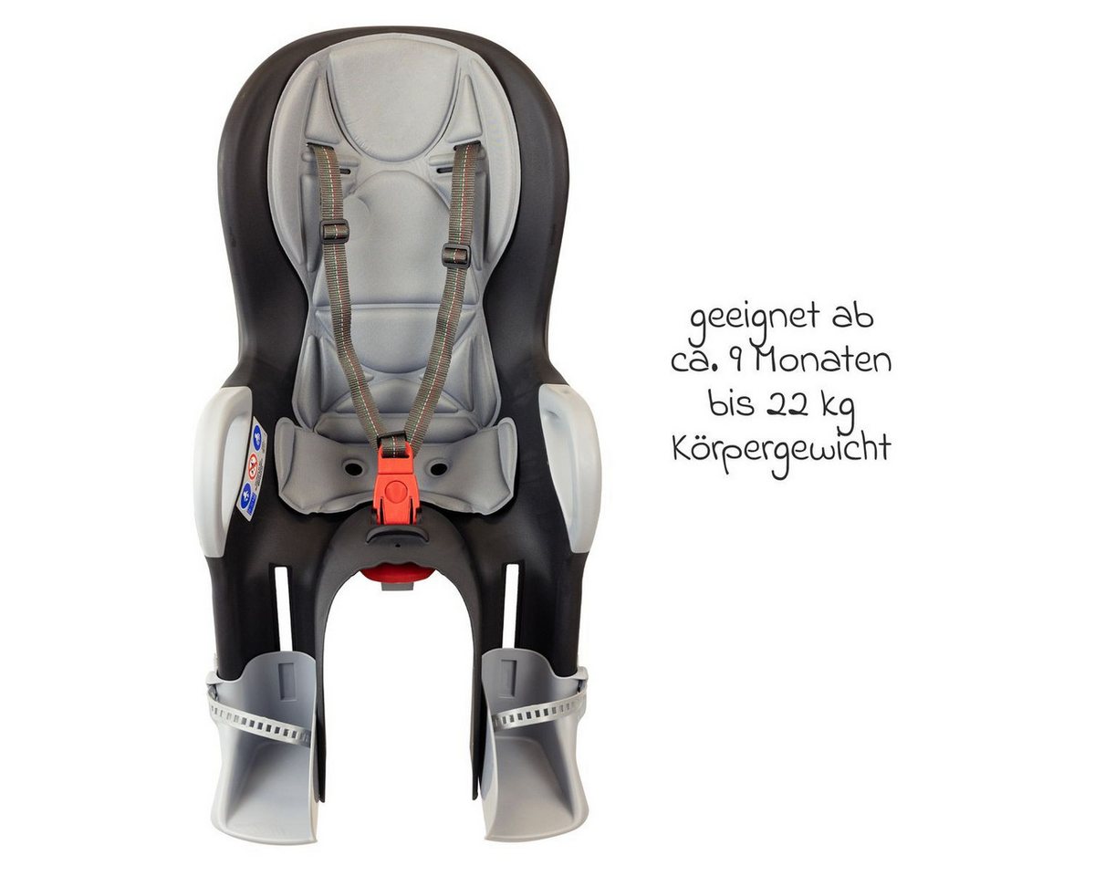 OK Baby Fahrradkindersitz Schwarz Grau, ab: ab 9 Monaten, bis: 2 Jahre, Kinder Fahrradsitz von 9 Monate bis 22 kg mit Polsterung & Regenschutz Bild 3