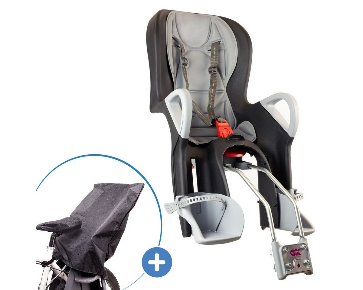 OK Baby Fahrradkindersitz Schwarz Grau, ab: ab 9 Monaten, bis: 2 Jahre, Kinder Fahrradsitz von 9 Monate bis 22 kg mit Polsterung & Regenschutz Bild 4