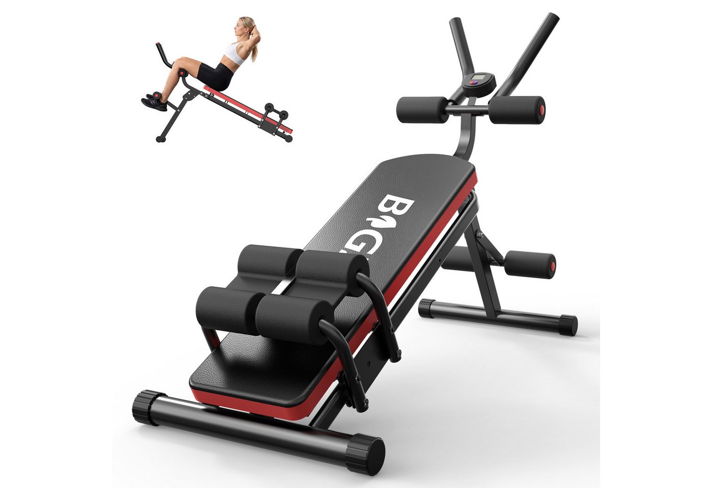 Hamlody Bauchtrainer Faltbare Bauchtrainer – Ergonomisch & Vielseitig für Muskeltraining (Einfache Installation, 80-120 kg Tragfähigkeit), Ergonomisches Design, sicher in der Anwendung, faltbar