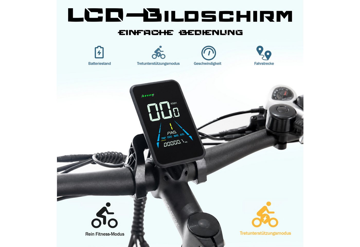 JOBOBIKE E-Bike Mountainbike 26x4 Zoll, 180km, 80Nm, Gefederte Sattelstütze & Bremslicht & Blinker, 7 Gang Shimano, Kettenschaltung, Heckmotor, 840 Wh, (LCD-Farbdisplay, für Asphalt, Schotter und Gelände, Aluminiumrahmen), 5 Stufen, Fatbike, MTB, Elektrofahrrad für Damen und Herren