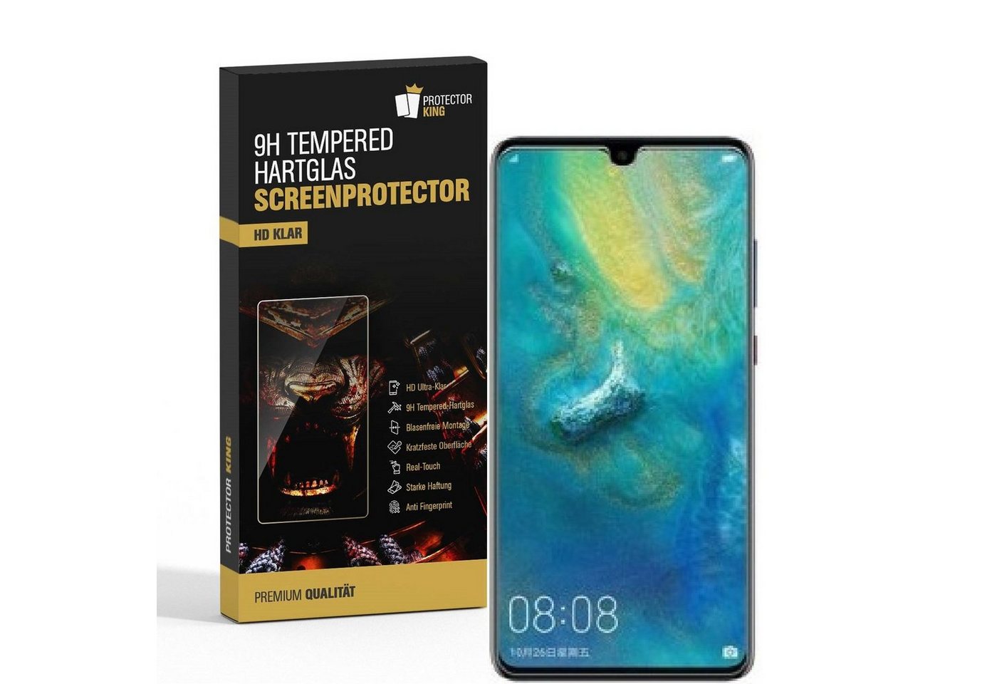 Protectorking Schutzfolie 2x 9H Hartglas für Huawei Mate 20X Displayschutz Schutzglas Schutzfoli, (2-Stück), Displayschutzglas, Schutzglas Echtglas Tempered 9H Härte HD-KLAR