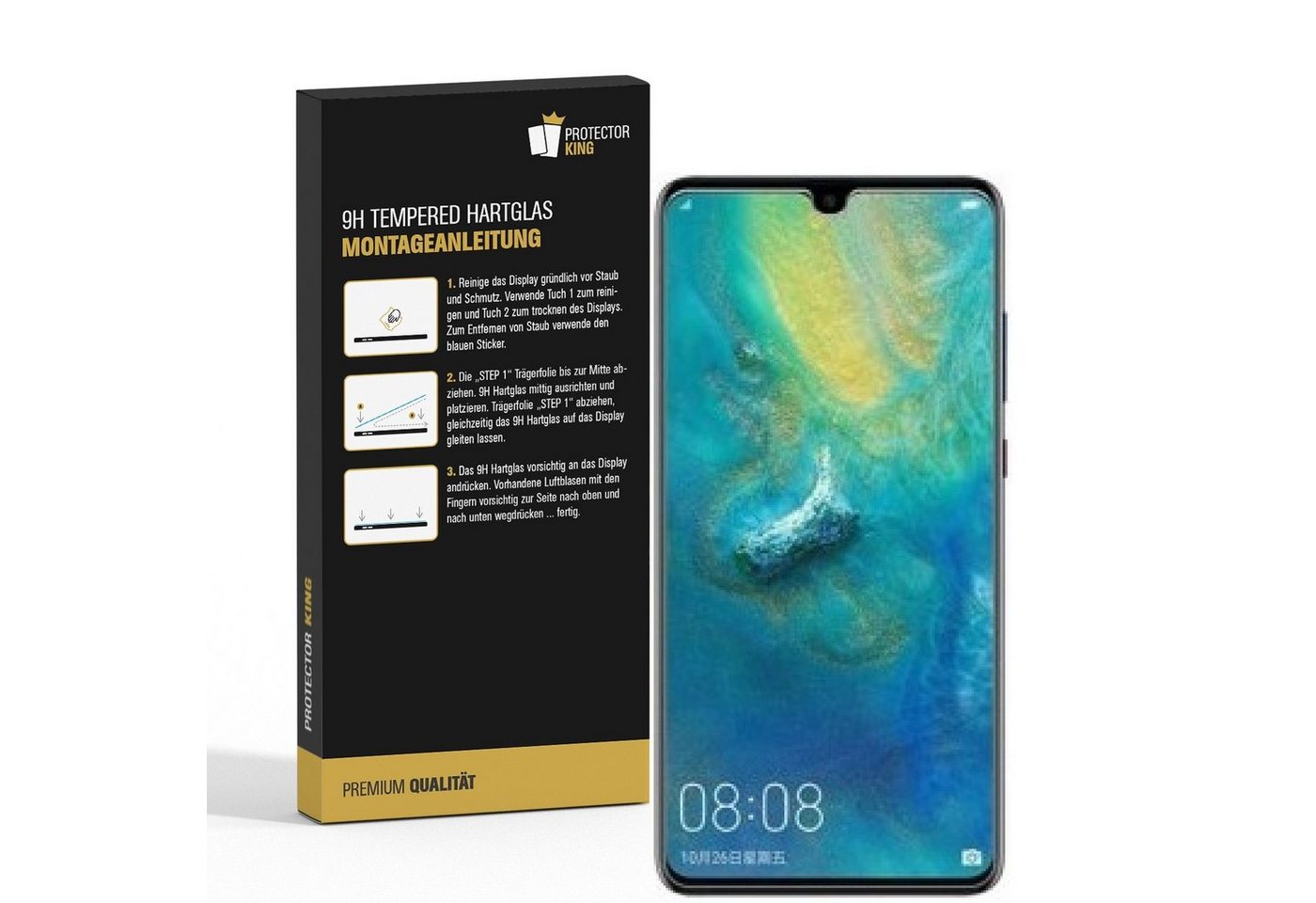 Protectorking Schutzfolie 2x 9H Hartglas für Huawei Mate 20X Displayschutz Schutzglas Schutzfoli, (2-Stück), Displayschutzglas, Schutzglas Echtglas Tempered 9H Härte HD-KLAR Bild 4