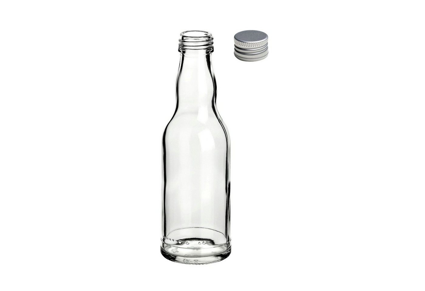 gouveo Trinkflasche Glasflaschen 200 ml Kropfhals mit Schraub-Deckel - Kleine Flasche 0,2l, 24er Set, silberfarben Bild 4