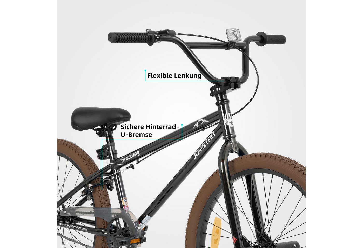 JOYSTAR Kinderfahrrad 20 Zoll BMX Fahrrad für Jungen Mädchen im Alter von 6-12 Jahren, Freestyle, Doppelbremsen, 2 pegs, Kettenschutz, Singlespeed Bild 2