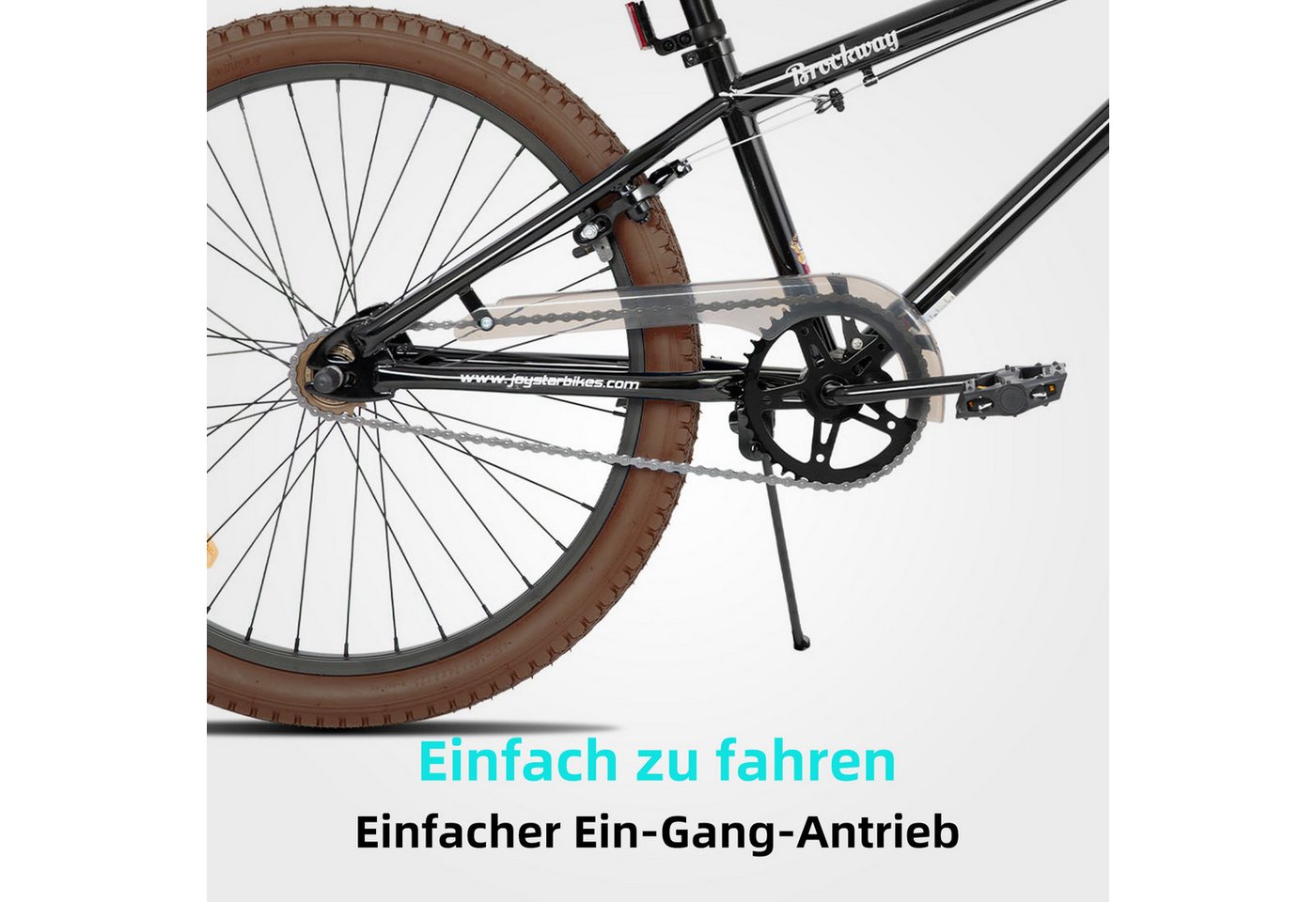 JOYSTAR Kinderfahrrad 20 Zoll BMX Fahrrad für Jungen Mädchen im Alter von 6-12 Jahren, Freestyle, Doppelbremsen, 2 pegs, Kettenschutz, Singlespeed Bild 4