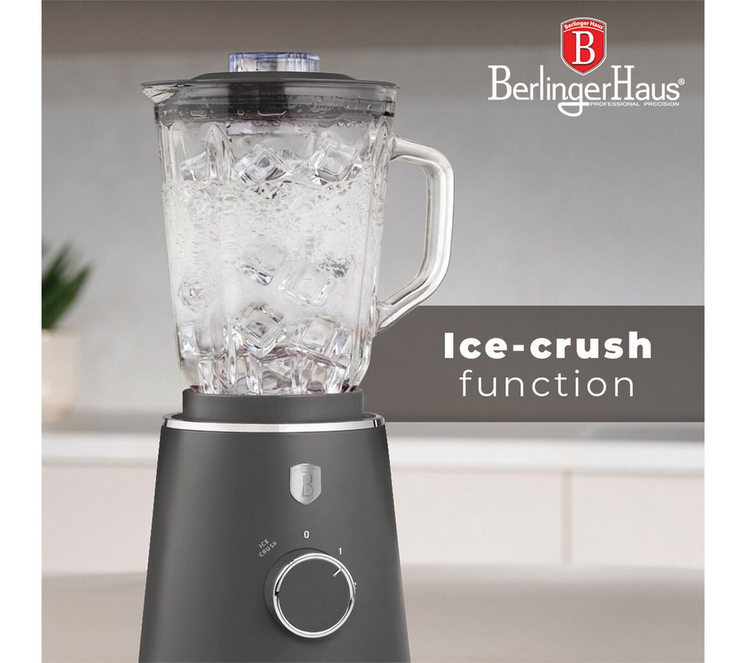 BerlingerHaus Standmixer BH 9820, 1000 W, 1,5 L Glasbehälter, 1000 W, Ice-Crush Funktion, Edelstahlmesser Bild 5