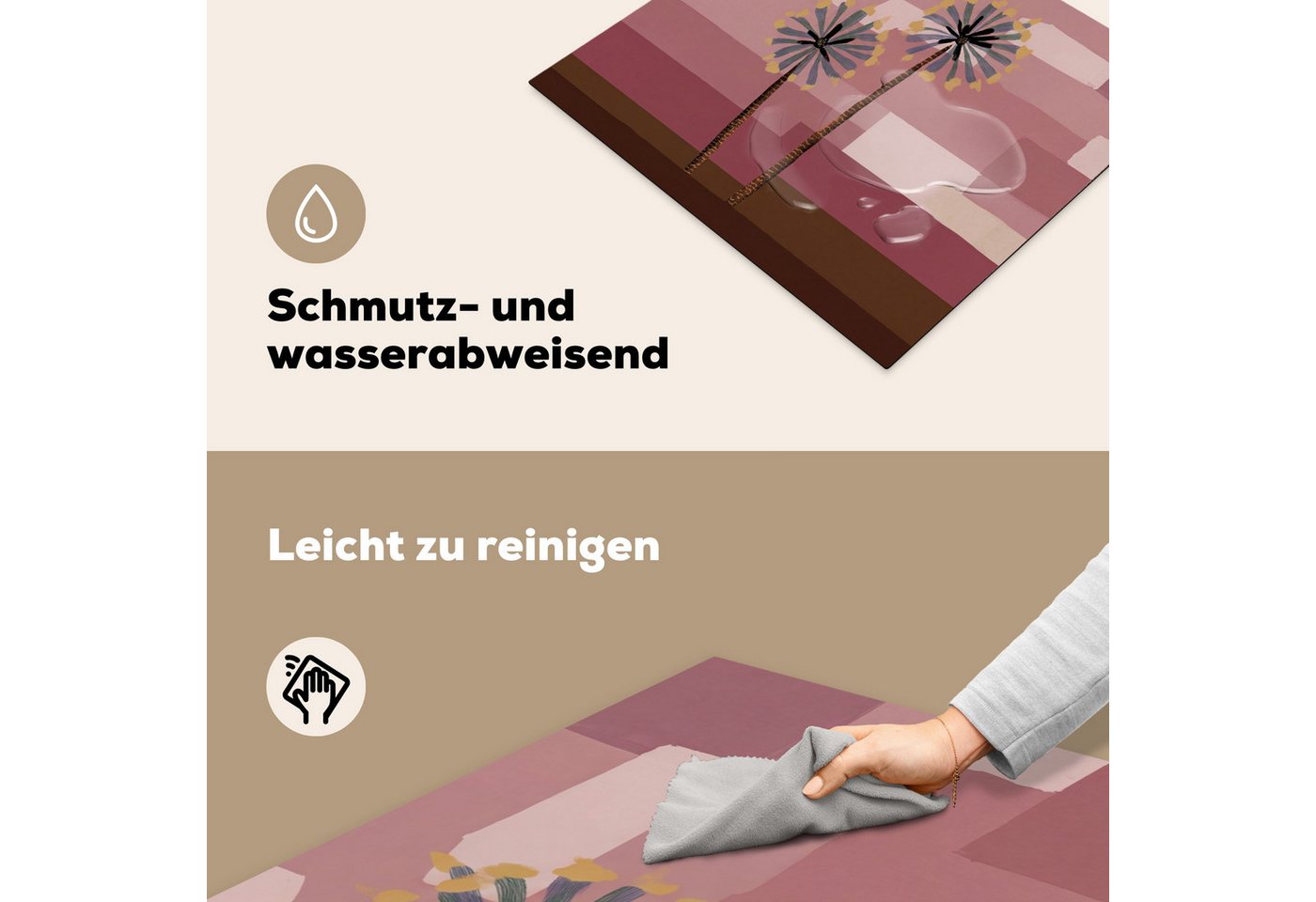 MuchoWow Herd-Abdeckplatte Illustration - Blumen - Flachland - Abstrakt, Vinyl, (1 tlg), Ceranfeldabdeckung Küche, Herdabdeckplatte Einteilig, 60x52 cm Bild 2