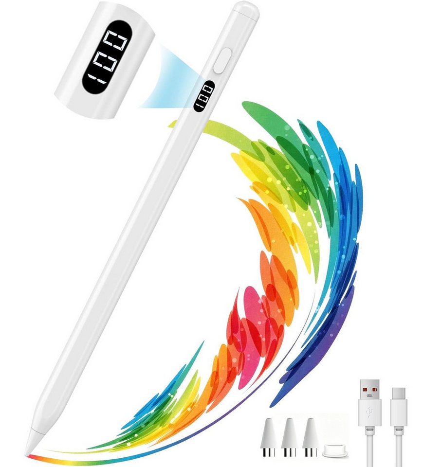 ibettertec Eingabestift Eingabestift Stift für iPad 2018-2026 mit USB-C Schnellladeleistung (Packung, für iPad Pro13"/12,9"/11"/iPad6-11.Gen/mini5-7/Air3-5,M2-M4) Handflächenerkennung, Neigungserkennung, LED-Ladestandsanzeige Bild 5