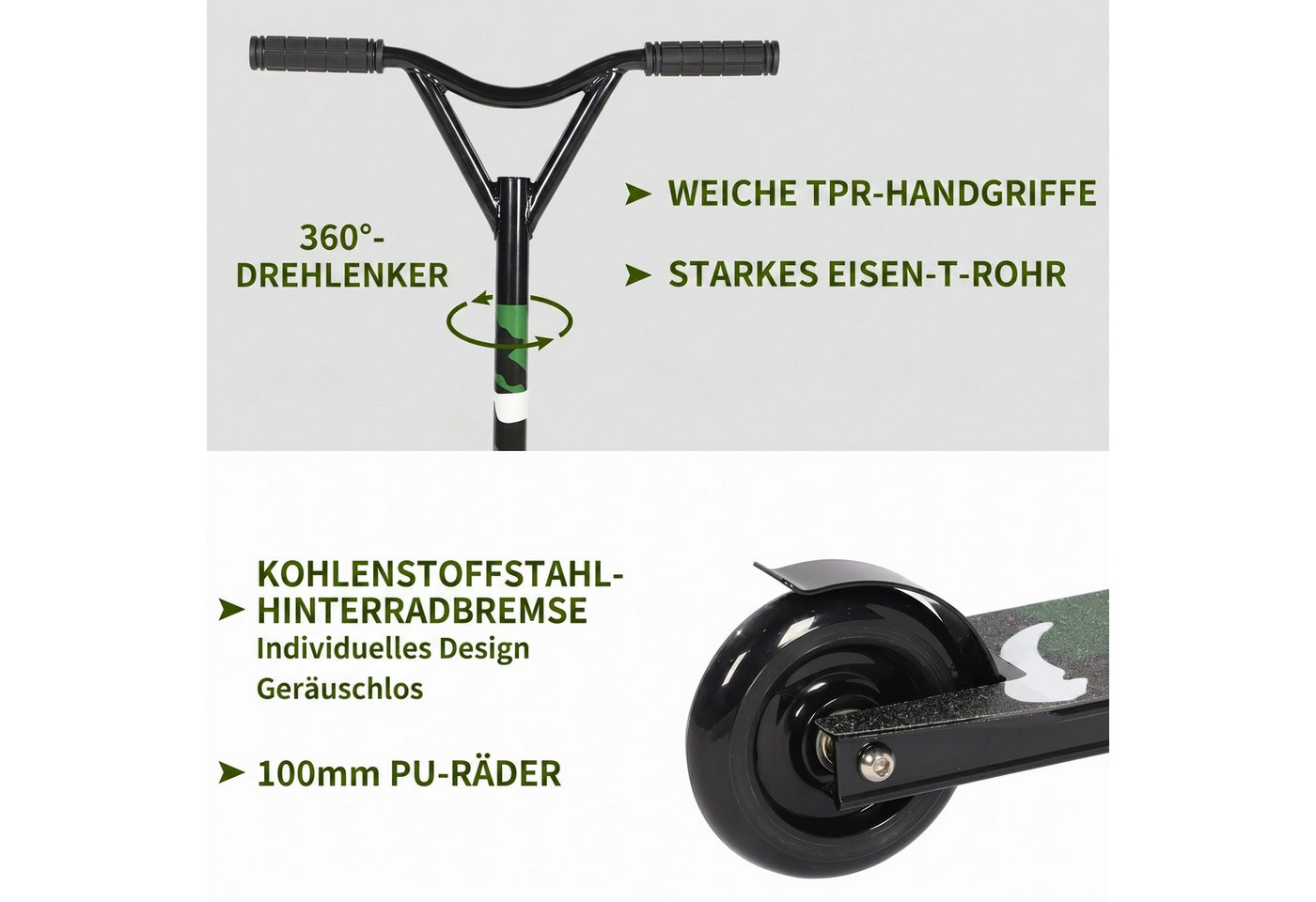 H.yeed Stuntscooter 360° Lenkung, Freestyle Stunt Scooter mit ABEC-9 Kugellager, für Jungen, Mädchen, Jugendliche ab 6 Jahren