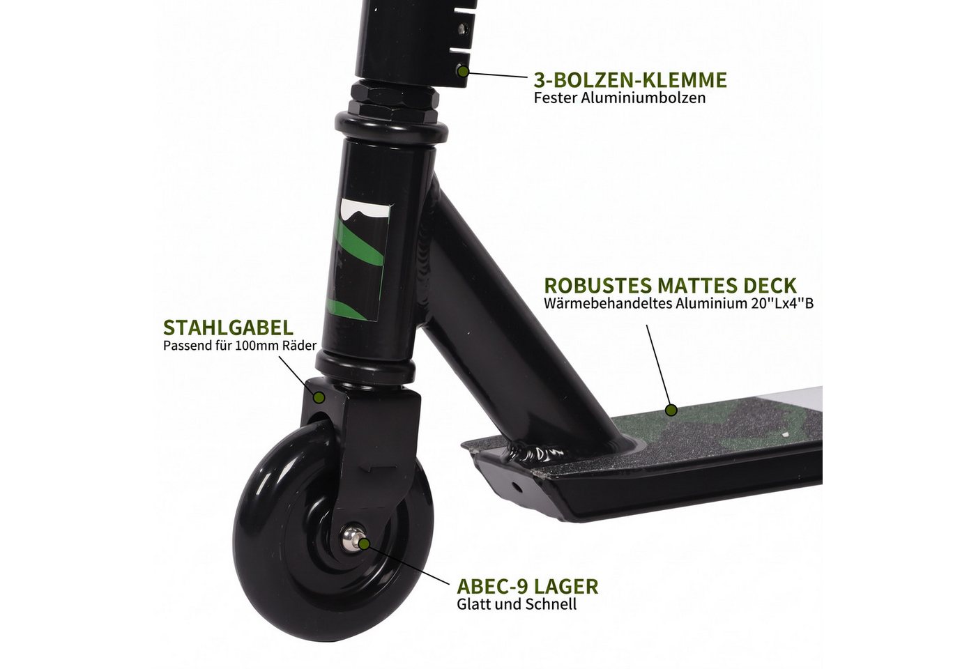 H.yeed Stuntscooter 360° Lenkung, Freestyle Stunt Scooter mit ABEC-9 Kugellager, für Jungen, Mädchen, Jugendliche ab 6 Jahren Bild 3