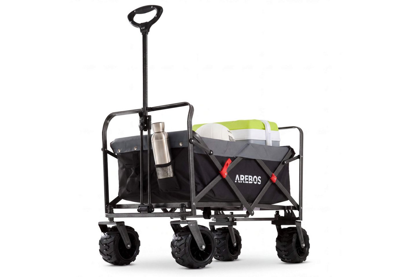 Arebos Bollerwagen faltbar mit 100 kg Tragkraft – Transportkarre für Garten & Freizeit (Teleskopstange), bis zu 100 Kg Bild 4