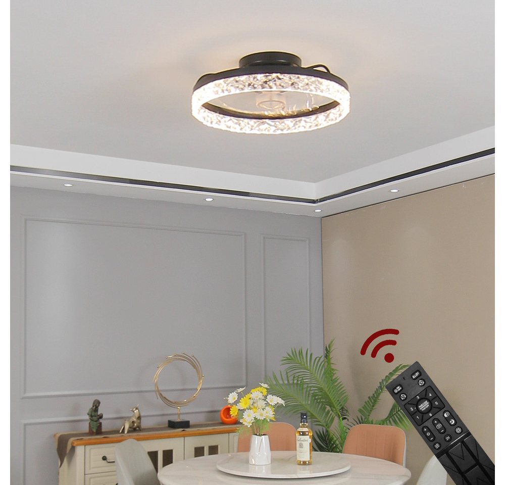 Euroton Deckenventilator Deckenventilator LED Beleuchtung Deckenlampe Fernbedienung, 20 cm Durchmesser
