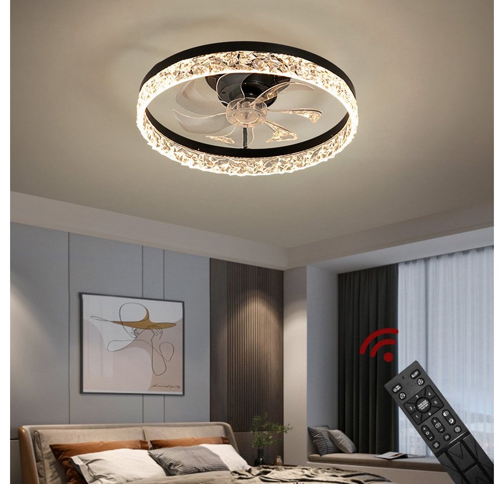 Euroton Deckenventilator Deckenventilator LED Beleuchtung Deckenlampe Fernbedienung, 20 cm Durchmesser Bild 5