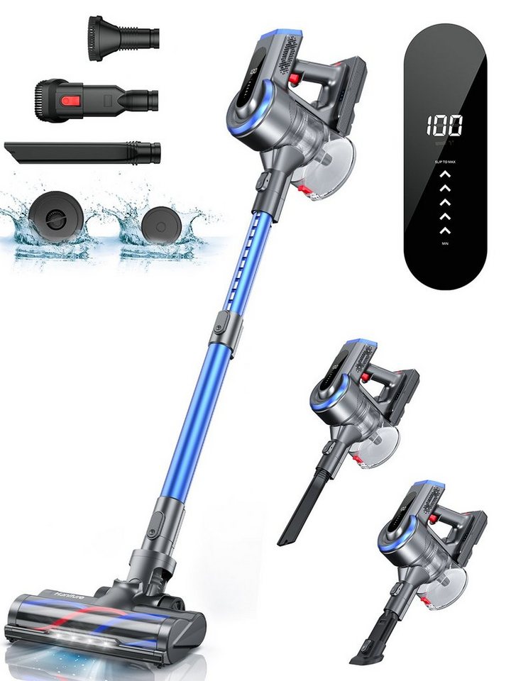 Honiture Akku-Hand-und Stielstaubsauger, 400W/38KPA Akku Staubsauger Touchscreen, Anti-Tangle-Staubsauger, Kantenreinigung, 1.5L,Touch Screen Bild 5